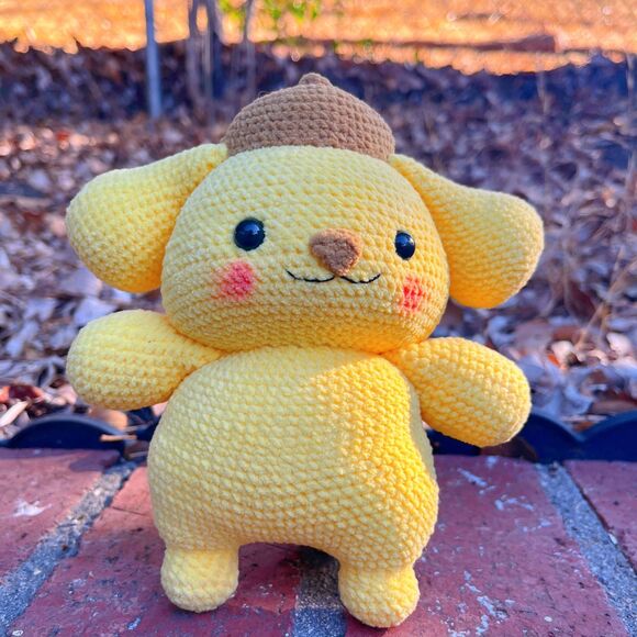 Sanrio Pompompurin Detective Plush | Kawaii Crochet Dog | Amigurumi Yellow Puppy - Picture 7 of 11